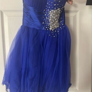 Stunning Blue Rhinestone Embellished Prom Dress